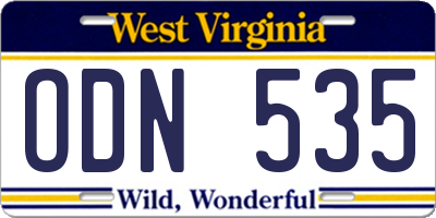 WV license plate ODN535