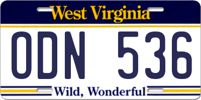 WV license plate ODN536