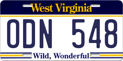 WV license plate ODN548