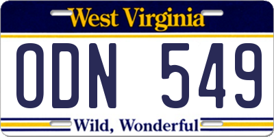 WV license plate ODN549
