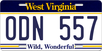 WV license plate ODN557