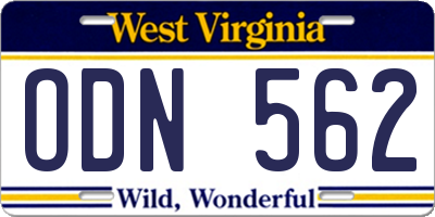 WV license plate ODN562