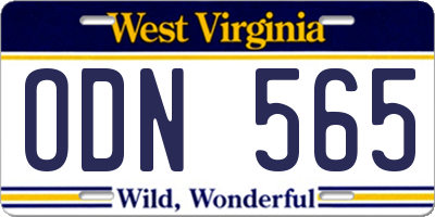 WV license plate ODN565