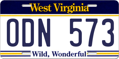 WV license plate ODN573