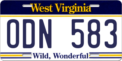 WV license plate ODN583