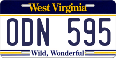 WV license plate ODN595