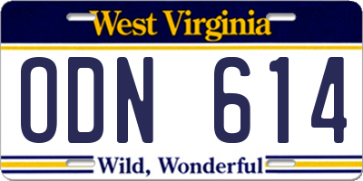 WV license plate ODN614
