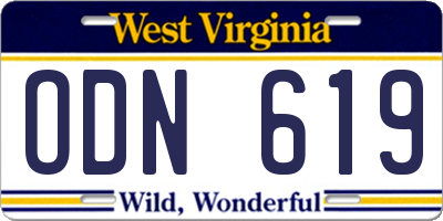 WV license plate ODN619
