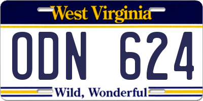 WV license plate ODN624