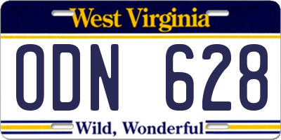 WV license plate ODN628