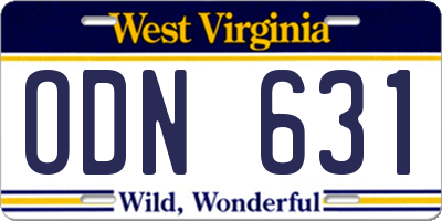 WV license plate ODN631