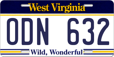 WV license plate ODN632