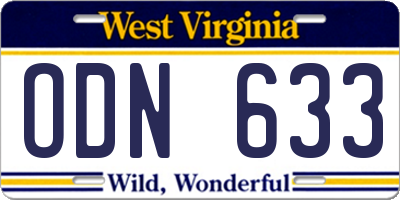 WV license plate ODN633