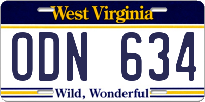 WV license plate ODN634