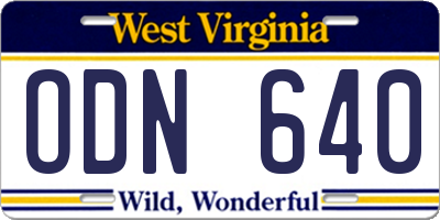 WV license plate ODN640