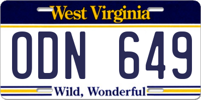 WV license plate ODN649