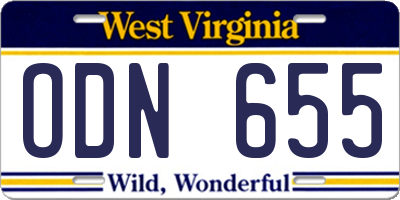 WV license plate ODN655