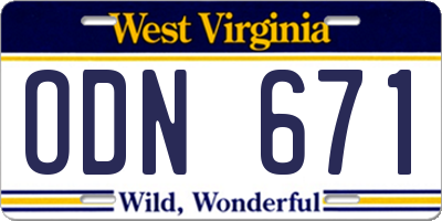 WV license plate ODN671