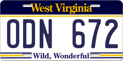 WV license plate ODN672