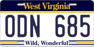 WV license plate ODN685