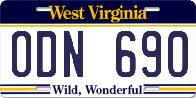 WV license plate ODN690