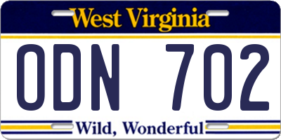WV license plate ODN702