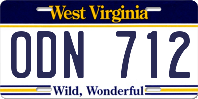 WV license plate ODN712