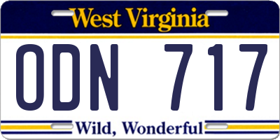 WV license plate ODN717
