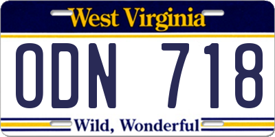 WV license plate ODN718