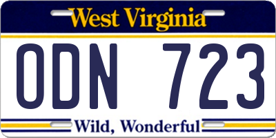 WV license plate ODN723