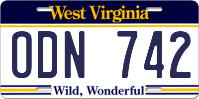 WV license plate ODN742