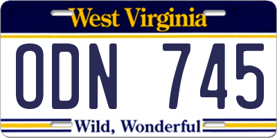 WV license plate ODN745