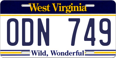 WV license plate ODN749