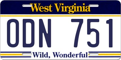 WV license plate ODN751