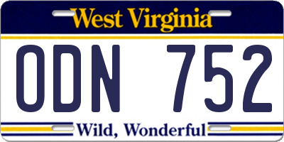 WV license plate ODN752