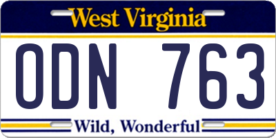 WV license plate ODN763