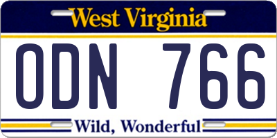 WV license plate ODN766
