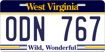 WV license plate ODN767
