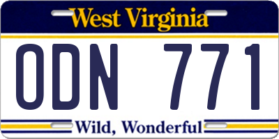 WV license plate ODN771