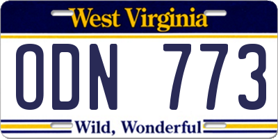 WV license plate ODN773
