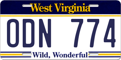 WV license plate ODN774