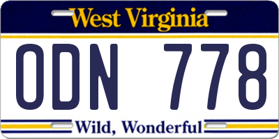 WV license plate ODN778