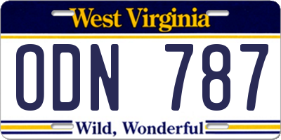WV license plate ODN787