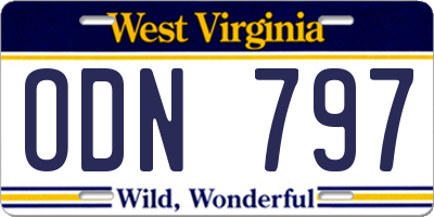 WV license plate ODN797