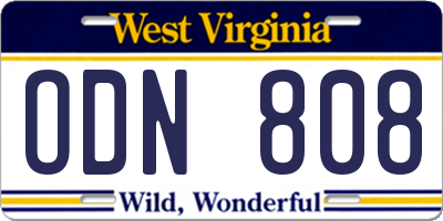 WV license plate ODN808