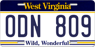 WV license plate ODN809