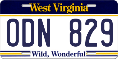 WV license plate ODN829