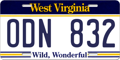 WV license plate ODN832