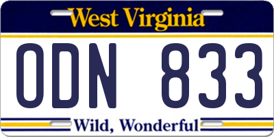 WV license plate ODN833