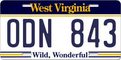 WV license plate ODN843